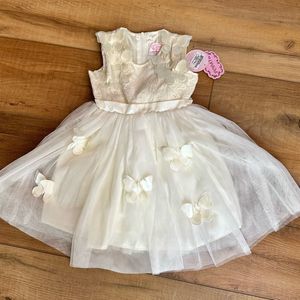 Popatu Baby Dress 24M 24 Month Ivory White Butterfly Tutu Tulle Wedding Spring N